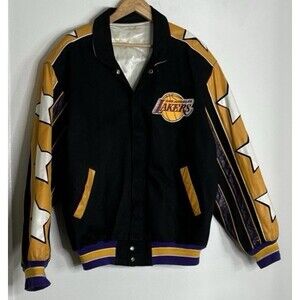 vintage Jeff Hamilton NBA LA LAKERS XXL Reversible Leather Bomber Collectible